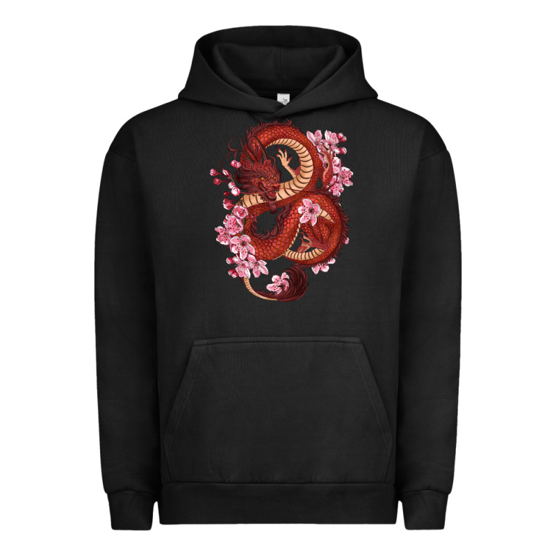 Red Dragon And Sakura Cherry Blossoms Urban Hoodie by RanaPortraitStore | Teevron
