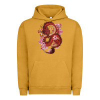 Pigment Peanut Butter red dragon and sakura cherry blossoms Urban Hoodie - RanaPortraitStore