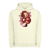 Pigment Pistachio red dragon and sakura cherry blossoms Urban Hoodie - RanaPortraitStore