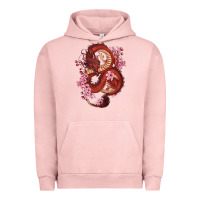 Pigment Salmon red dragon and sakura cherry blossoms Urban Hoodie - RanaPortraitStore