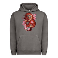 Pigment Tornado red dragon and sakura cherry blossoms Urban Hoodie - RanaPortraitStore