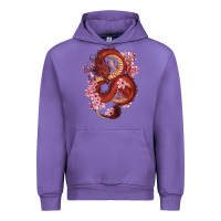 Tulip red dragon and sakura cherry blossoms Urban Hoodie - RanaPortraitStore