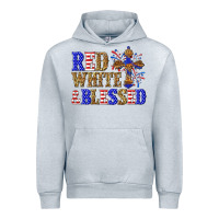 Heather Grey red white and blessed Urban Hoodie - texasbilliewilder