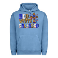 Pigment Pebble Blue red white and blessed Urban Hoodie - texasbilliewilder