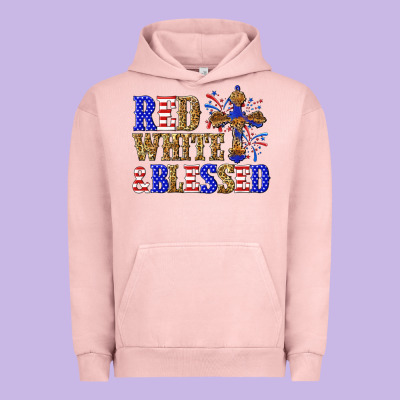 Urban Hoodie red white and blessed