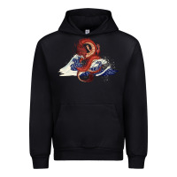 Black asian dragon and ocean waves Urban Hoodie - RanaPortraitStore