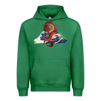 Emerald asian dragon and ocean waves Urban Hoodie - RanaPortraitStore