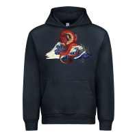 Navy asian dragon and ocean waves Urban Hoodie - RanaPortraitStore