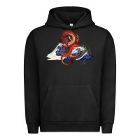 Pigment Black asian dragon and ocean waves Urban Hoodie - RanaPortraitStore