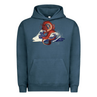 Pigment Midnight Navy asian dragon and ocean waves Urban Hoodie - RanaPortraitStore