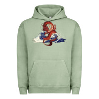 Pigment Oil Green asian dragon and ocean waves Urban Hoodie - RanaPortraitStore