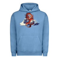 Pigment Pebble Blue asian dragon and ocean waves Urban Hoodie - RanaPortraitStore