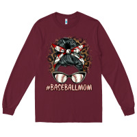 Burgundy baseballmom messy bun Long Sleeve Tee - BarkalooDesign