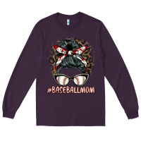 Plum baseballmom messy bun Long Sleeve Tee - BarkalooDesign