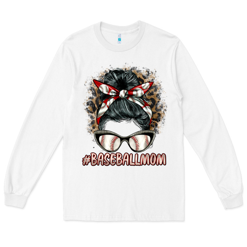 Baseballmom Messy Bun Long Sleeve Tee by BarkalooDesign | Teevron