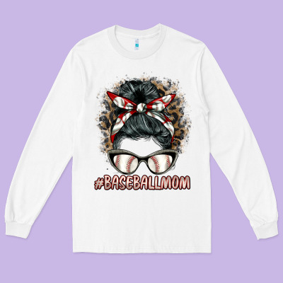 Baseballmom Messy Bun Long Sleeve Tee Designed By Barkaloodesign