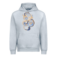 Heather Grey blue and orange dragon Urban Hoodie - RanaPortraitStore
