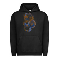 Pigment Black blue and orange dragon Urban Hoodie - RanaPortraitStore