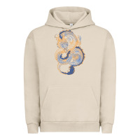 Pigment French Oak blue and orange dragon Urban Hoodie - RanaPortraitStore