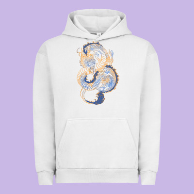 Urban Hoodie blue and orange dragon