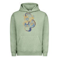 Pigment Oil Green blue and orange dragon Urban Hoodie - RanaPortraitStore