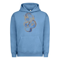 Pigment Pebble Blue blue and orange dragon Urban Hoodie - RanaPortraitStore