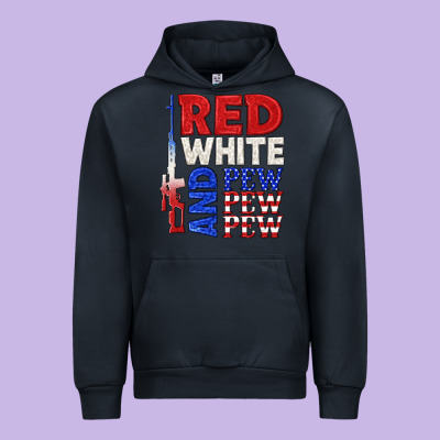 Urban Hoodie red white and pew pew pew