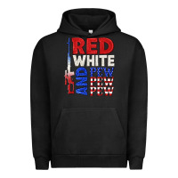 Pigment Black red white and pew pew pew Urban Hoodie - texasbilliewilder