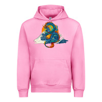 Fuchsia Pink blue dragon ocean waves and sun Urban Hoodie - RanaPortraitStore