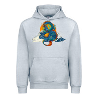 Heather Grey blue dragon ocean waves and sun Urban Hoodie - RanaPortraitStore