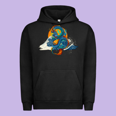 Urban Hoodie blue dragon ocean waves and sun