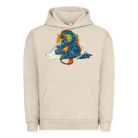 Pigment French Oak blue dragon ocean waves and sun Urban Hoodie - RanaPortraitStore