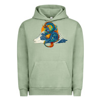 Pigment Oil Green blue dragon ocean waves and sun Urban Hoodie - RanaPortraitStore