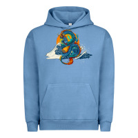 Pigment Pebble Blue blue dragon ocean waves and sun Urban Hoodie - RanaPortraitStore