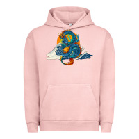 Pigment Salmon blue dragon ocean waves and sun Urban Hoodie - RanaPortraitStore