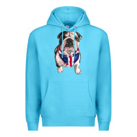 Ocean Blue english bulldog Premium Hoodie - RanaPortraitStore