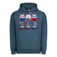 Pigment Midnight Navy red wine and blue wine glasses Urban Hoodie - texasbilliewilder