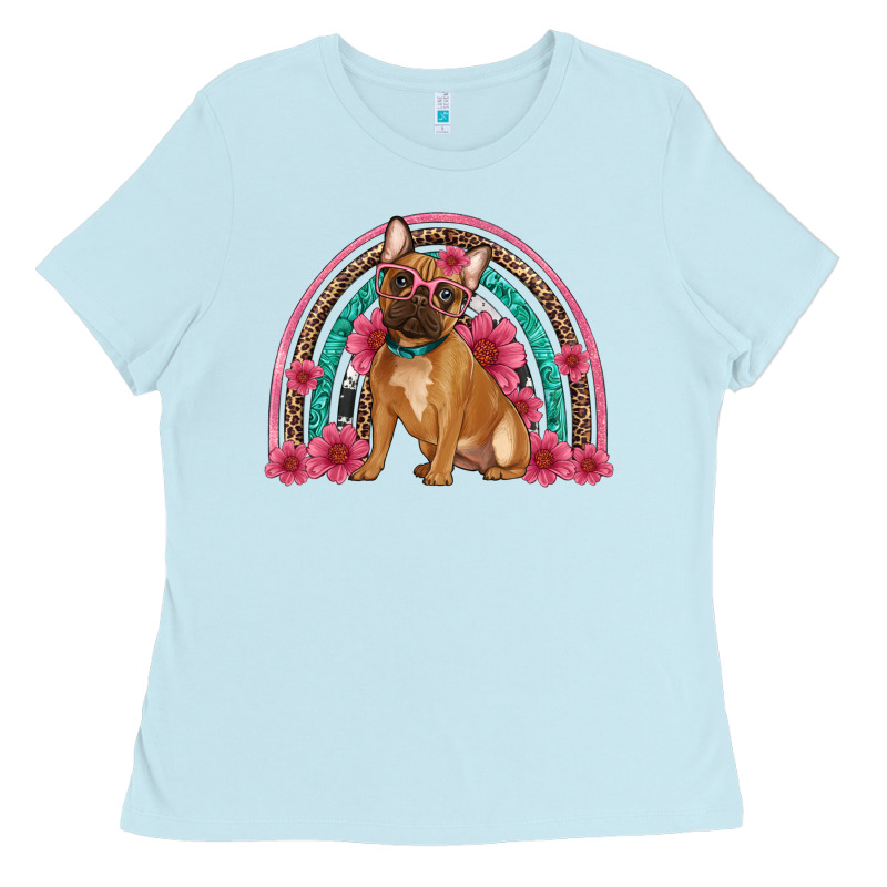 French Bulldog Floral Rainbow Ladies Tee by Artiststas | Teevron