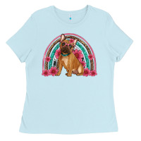Baby Blue french bulldog floral rainbow Ladies Tee - Artiststas