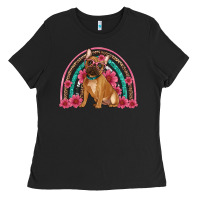 Black french bulldog floral rainbow Ladies Tee - Artiststas