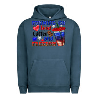 Pigment Midnight Navy running on iced coffe and freedom Urban Hoodie - texasbilliewilder