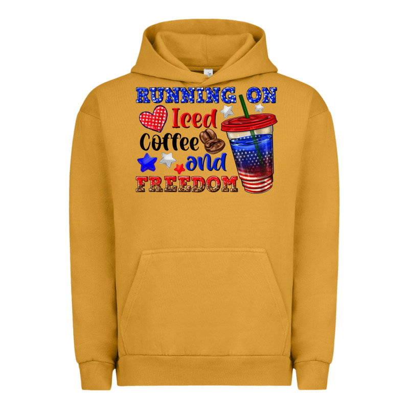 Running On Iced Coffe And Freedom Urban Hoodie by texasbilliewilder | Teevron