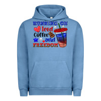 Pigment Pebble Blue running on iced coffe and freedom Urban Hoodie - texasbilliewilder