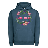 Pigment Midnight Navy mother with floral wreath Urban Hoodie - RanaPortraitStore