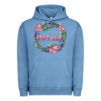 Pigment Pebble Blue mother with floral wreath Urban Hoodie - RanaPortraitStore