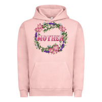 Pigment Salmon mother with floral wreath Urban Hoodie - RanaPortraitStore