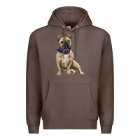 Coffee french bulldog with royal blue Premium Hoodie - RanaPortraitStore