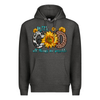 Charcoal Heather with god all things are possible sunflower Premium Hoodie - Zillion Design Studio