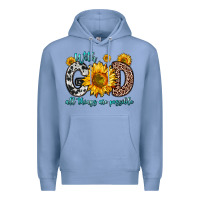 Colony Blue with god all things are possible sunflower Premium Hoodie - Zillion Design Studio