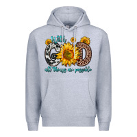 Heather Grey with god all things are possible sunflower Premium Hoodie - Zillion Design Studio